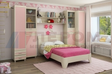 Детская Ксюша 10 (Дуб Беленый с Розовыми вставками)