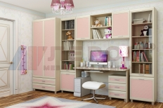 Детская Ксюша 8 (Дуб Беленый с Розовыми вставками)